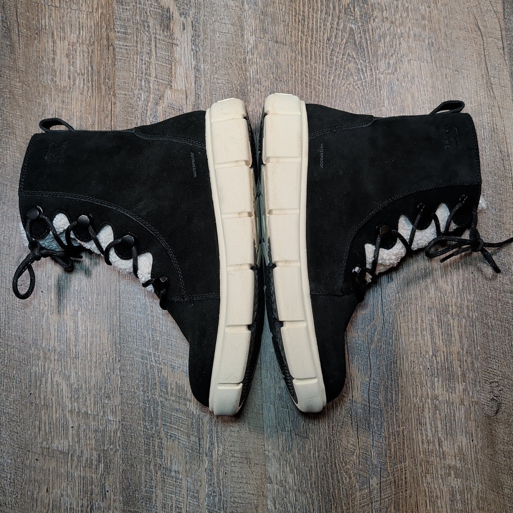 Sorel Explorer III Joan Womens Waterproof Winter Boots Size 11 Black White Suede - Picture 10 of 13